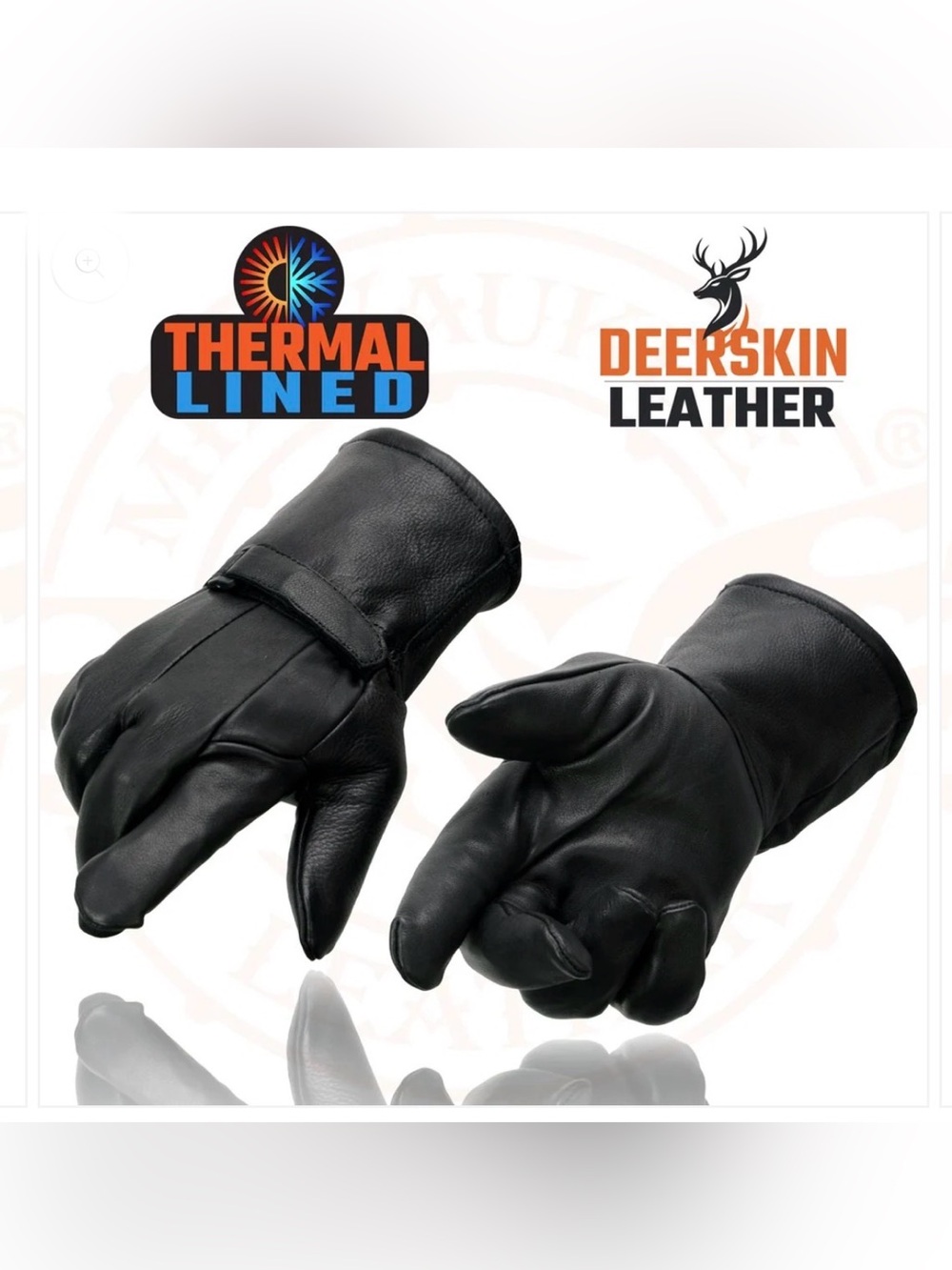 Deerskin Leather Riding Gloves Black Sz M